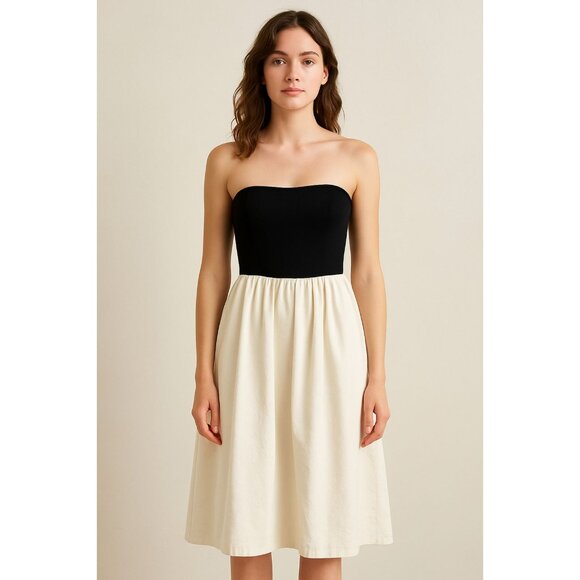 Paper heart White & Black Strapless Flowy Dress Size X-Large - Picture 1 of 9